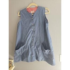 Vtg Smart Time Blue Denim Button Front Sleeveless Cobbler Top Apron Womans Os
